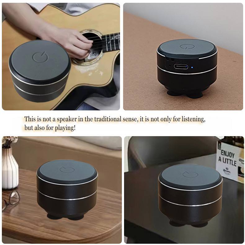 Mini portable Bluetooth speaker with versatile features for playing music anywhere, ideal for guitarists and everyday use.
