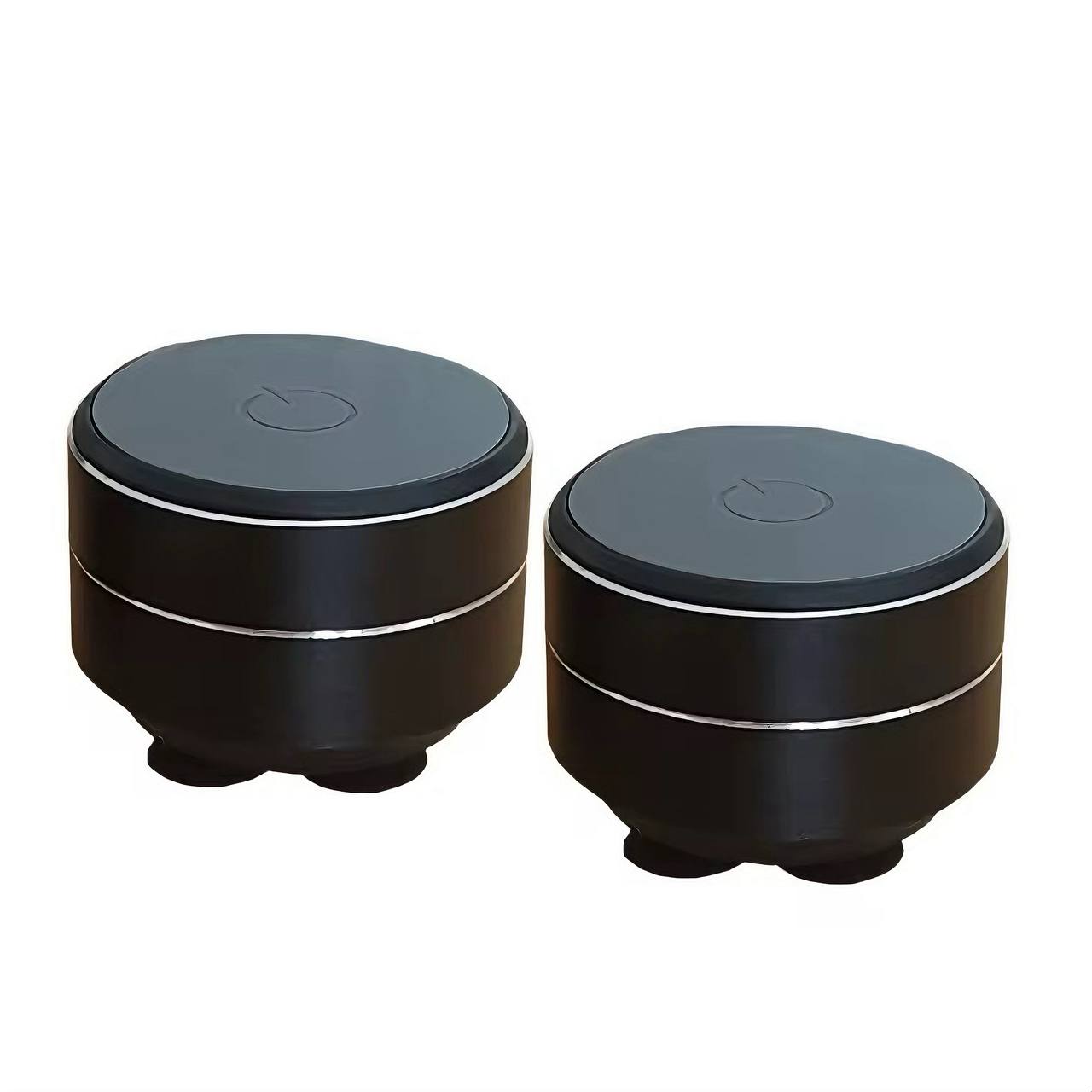 Compact black mini portable Bluetooth speakers with a sleek design, perfect for on-the-go audio experiences.